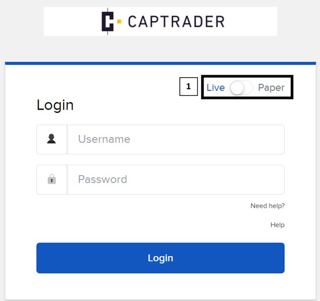 Log-In beim Captrader beim Firmendepot als GmbH 